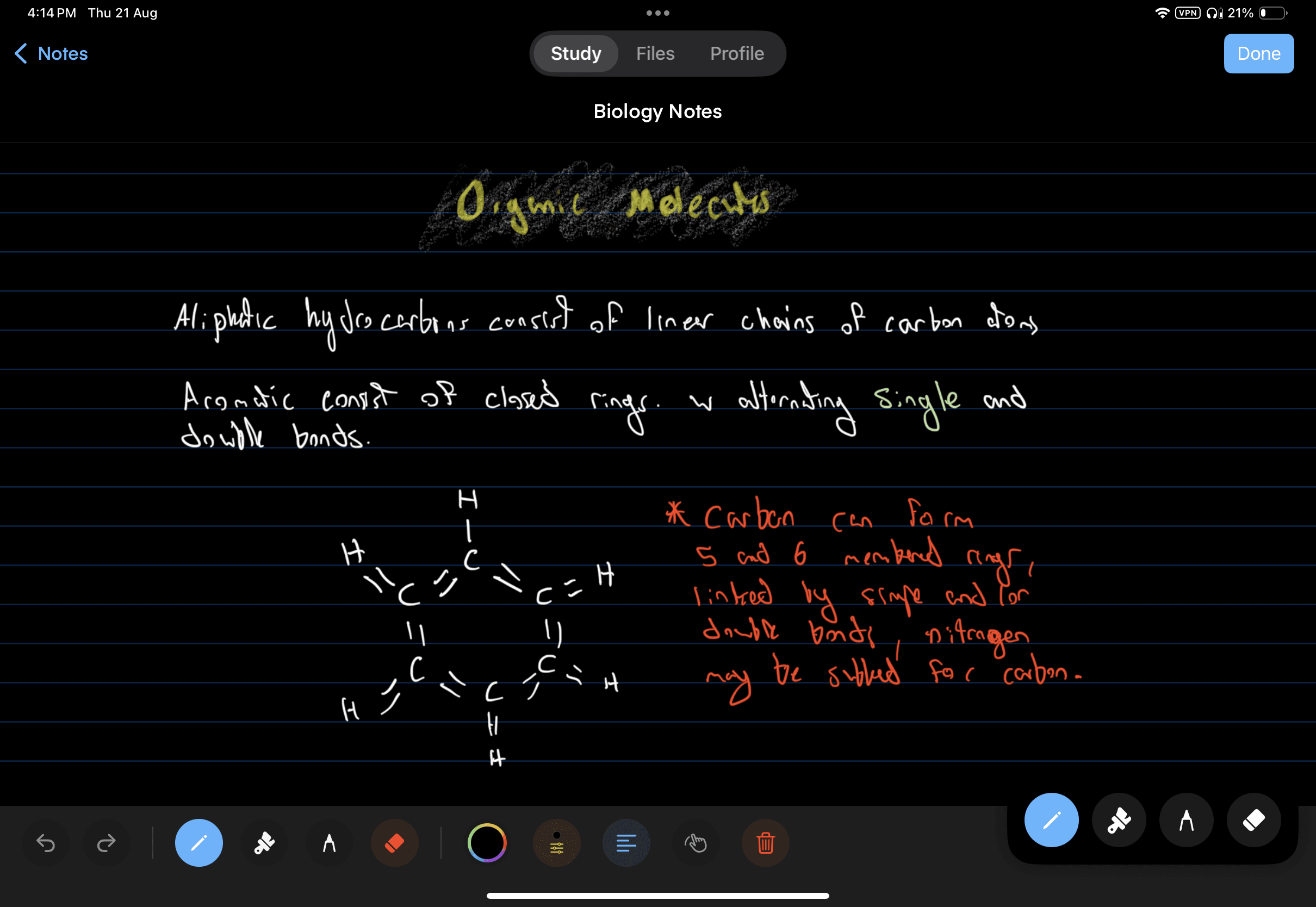 MooseNotes handwritten biology notes with Apple Pencil