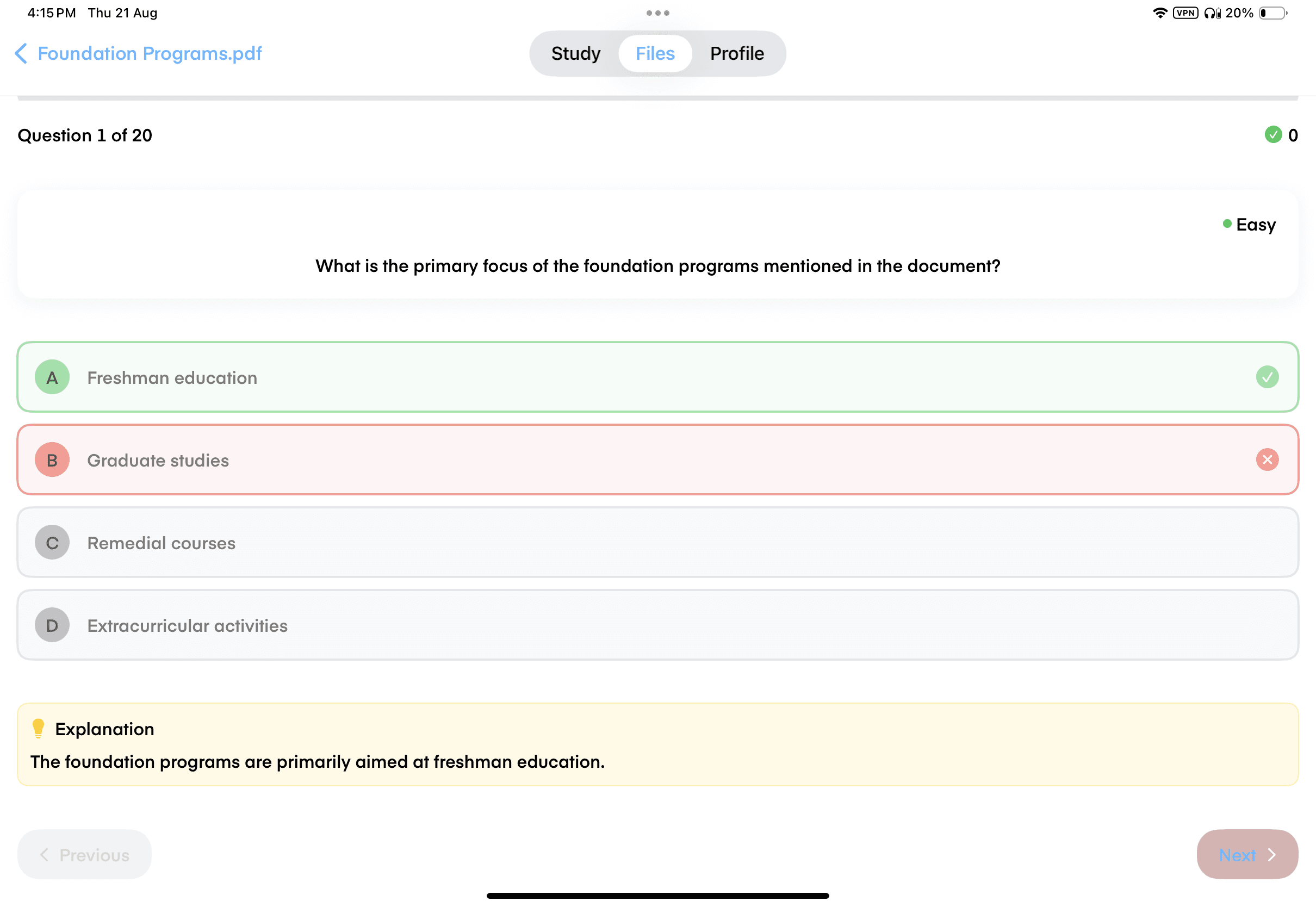 MooseNotes practice questions and quiz generation